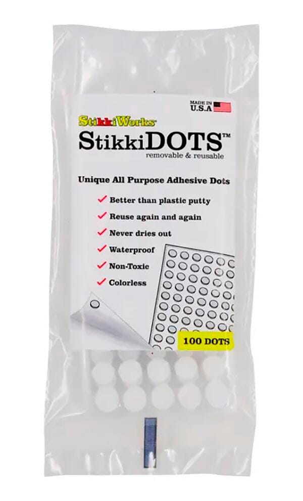 StikkiWorks Stikki Dots Mounting Adhesive, Reusable and Removable, Colorless, Pack of 100 090160